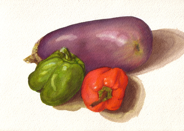 Eggplant and Peppers